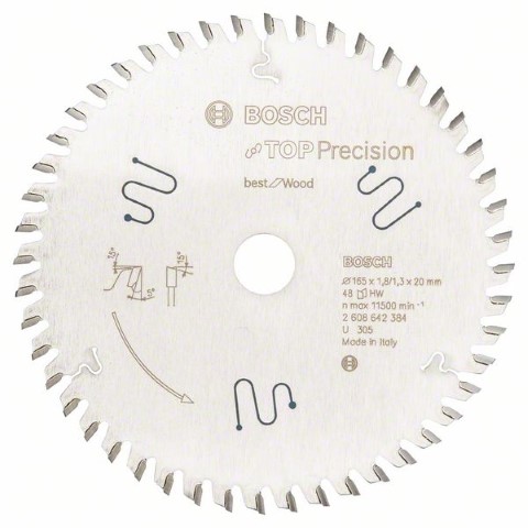 BOSCH CIRCULAR SAW BLADE WOOD CUTTING THIN KERF 6 12'' 165 MM